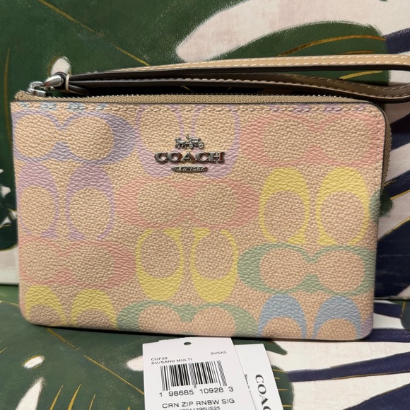 Coach Pastel Rainbow Corner Zip Wristlet NWT - Picture 2 of 6